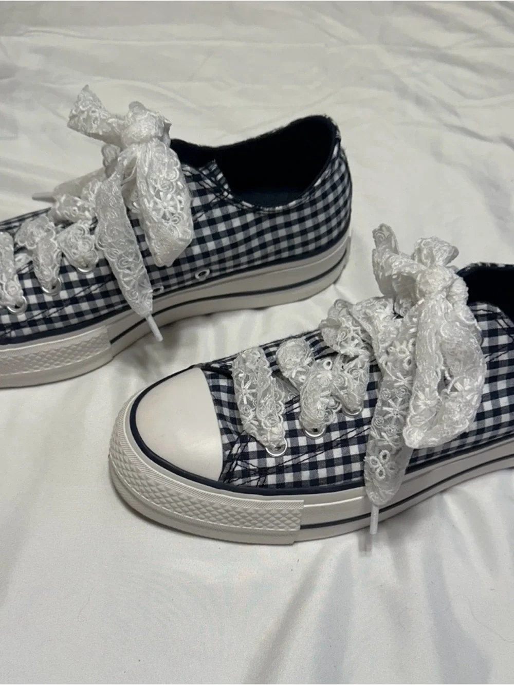 Converse Chuck Taylor All Star Lift Gingham Sneakers 8.5M #coquette#y2k#skater - Picture 3 of 9
